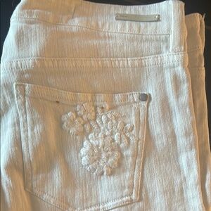 Pilcro and the Letterpress White Floral Embroidered Jeans